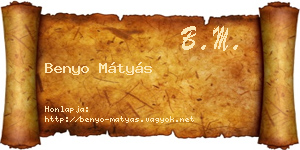 Benyo Mátyás névjegykártya